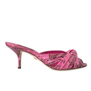 Dolce & Gabbana Pink Exotic Leather Kitten Heels Slides Shoes