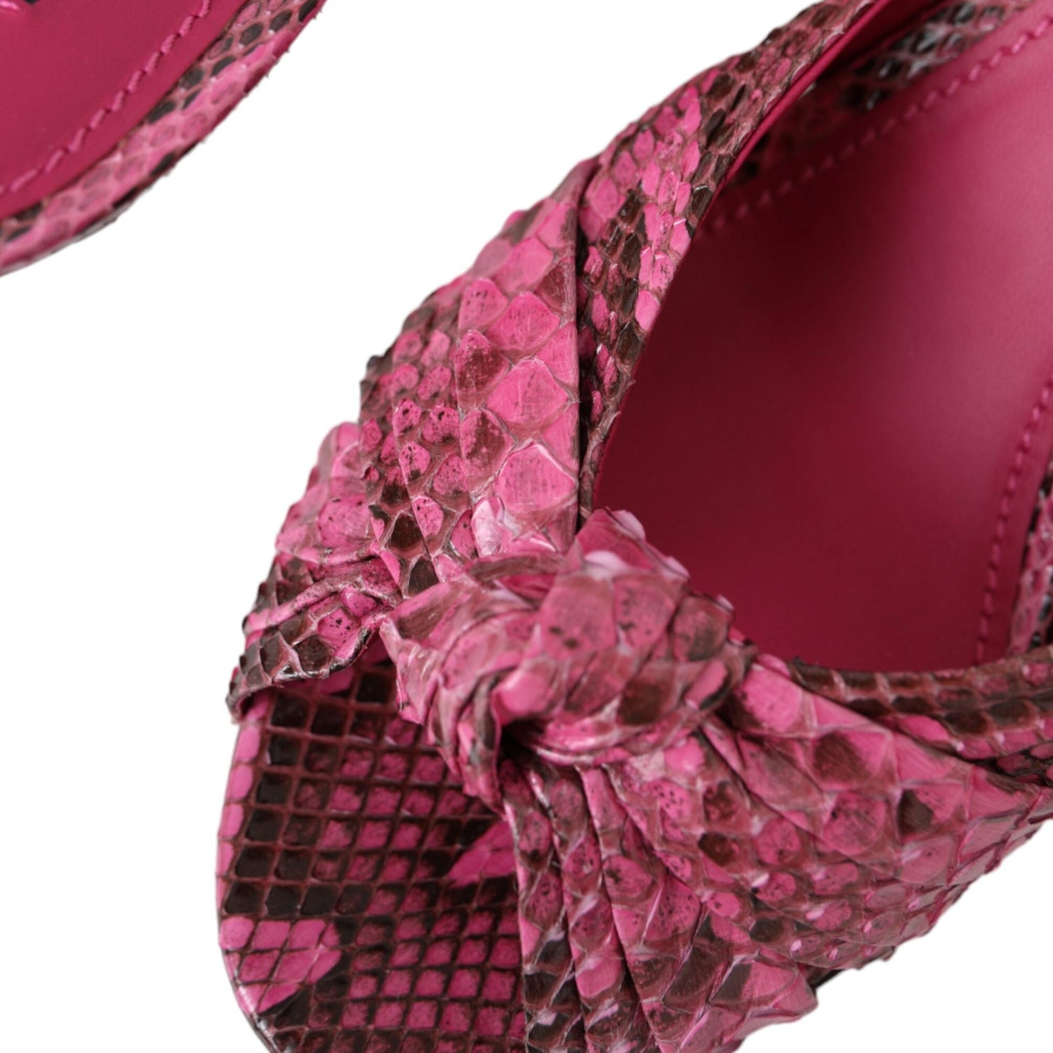 Dolce & Gabbana Pink Exotic Leather Kitten Heels Slides Shoes