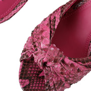 Dolce & Gabbana Pink Exotic Leather Kitten Heels Slides Shoes