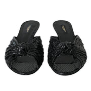 Dolce & Gabbana Black Exotic Leather Heels Slides Shoes