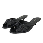 Dolce & Gabbana Black Exotic Leather Heels Slides Shoes