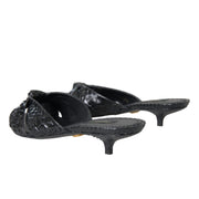 Dolce & Gabbana Black Exotic Leather Heels Slides Shoes