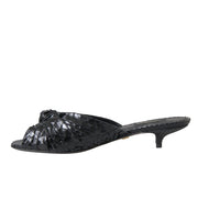 Dolce & Gabbana Black Exotic Leather Heels Slides Shoes