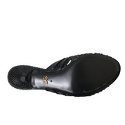 Dolce & Gabbana Black Exotic Leather Heels Slides Shoes