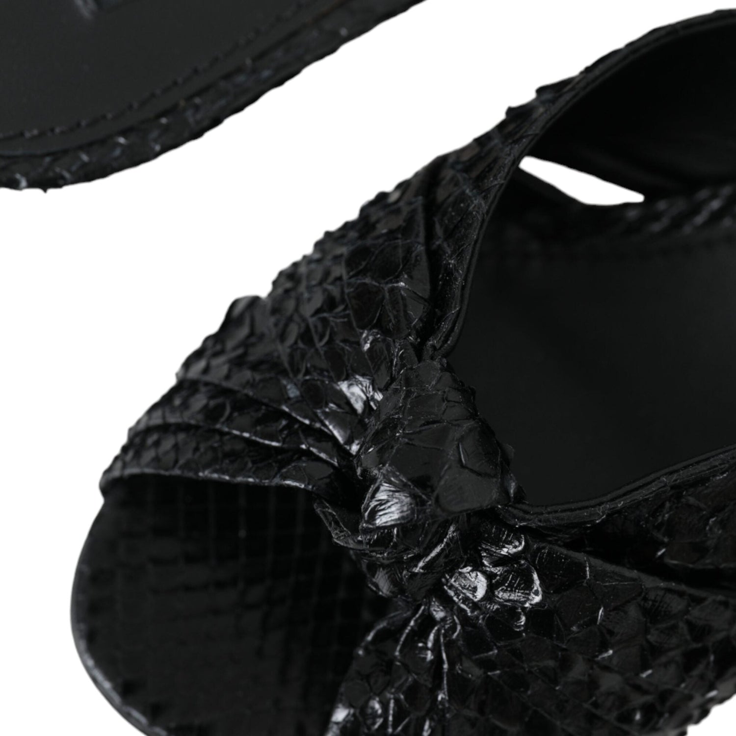Dolce & Gabbana Black Exotic Leather Heels Slides Shoes