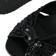 Dolce & Gabbana Black Exotic Leather Heels Slides Shoes