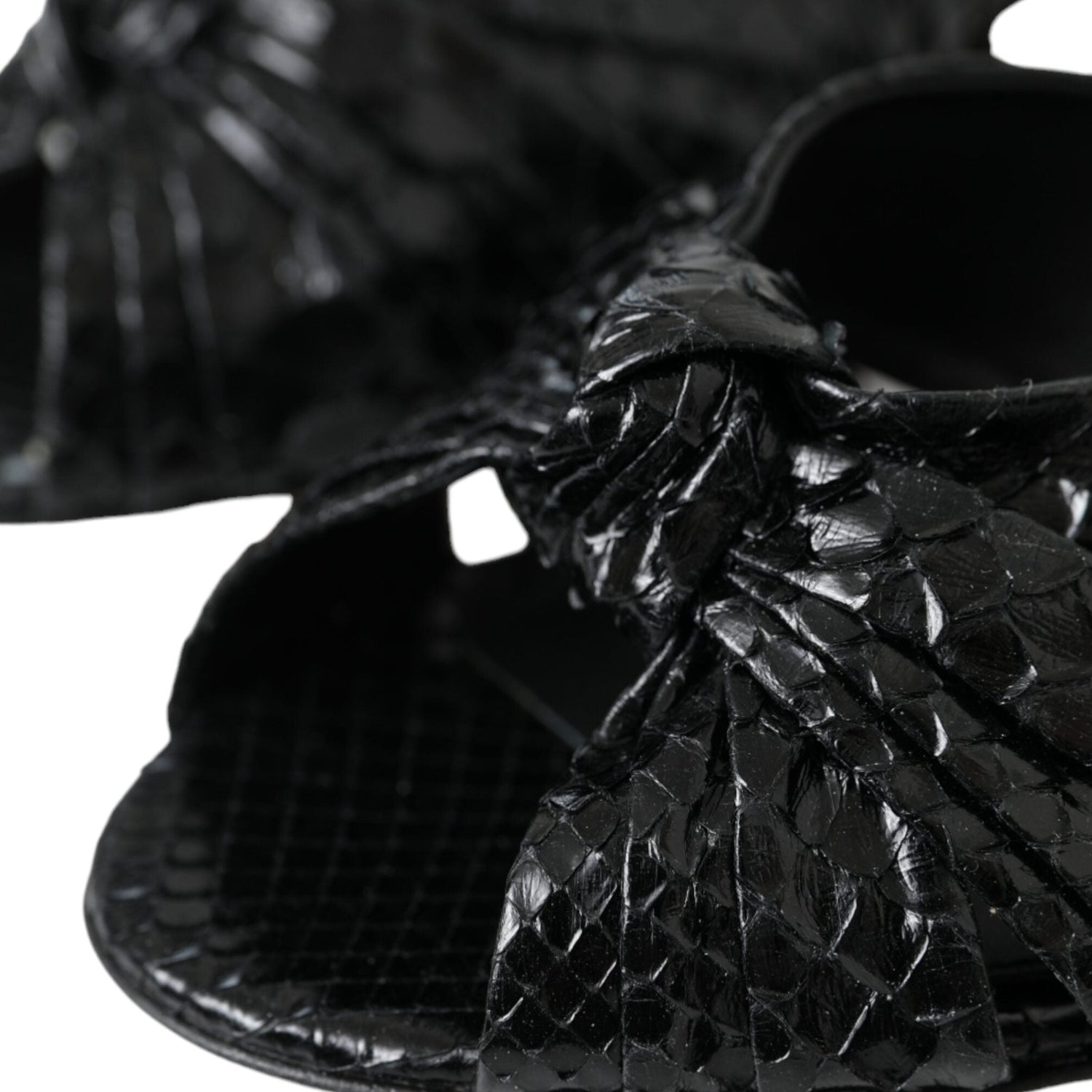 Dolce & Gabbana Black Exotic Leather Heels Slides Shoes