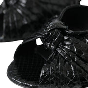Dolce & Gabbana Black Exotic Leather Heels Slides Shoes