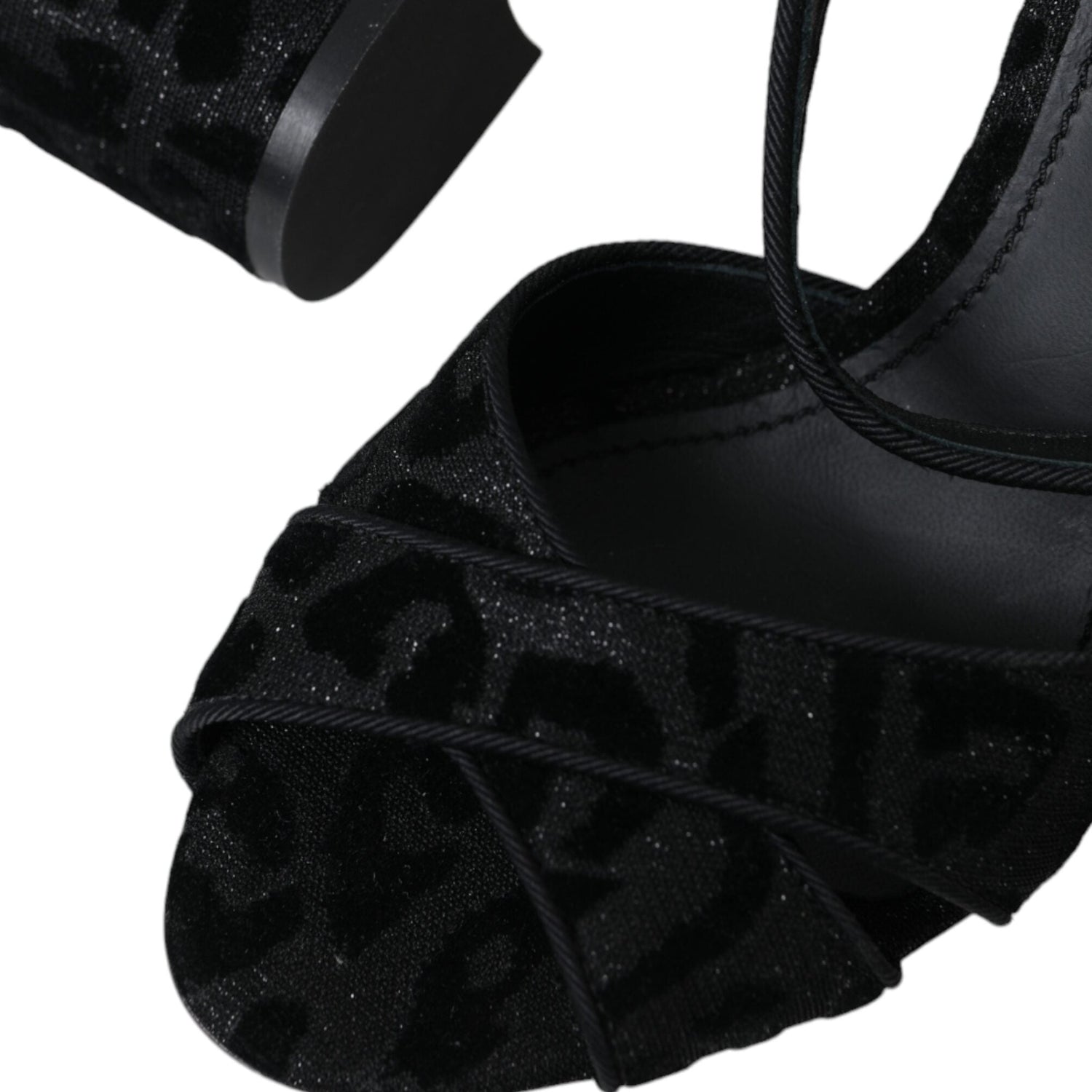 Dolce & Gabbana Black Leopard Suede Heels Sandals Shoes