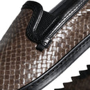 Dolce & Gabbana Brown Black Leather Weaved Loafers