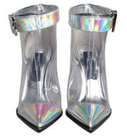 Dolce & Gabbana Silver Iridescent PVC Pointed Ankle Boots