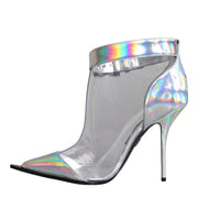 Dolce & Gabbana Silver Iridescent PVC Pointed Ankle Boots