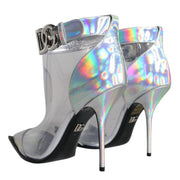 Dolce & Gabbana Silver Iridescent PVC Pointed Ankle Boots