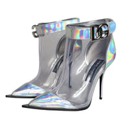 Dolce & Gabbana Silver Iridescent PVC Pointed Ankle Boots