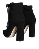 Dolce & Gabbana Black Jersey Stretch Ankle Booties Shoes