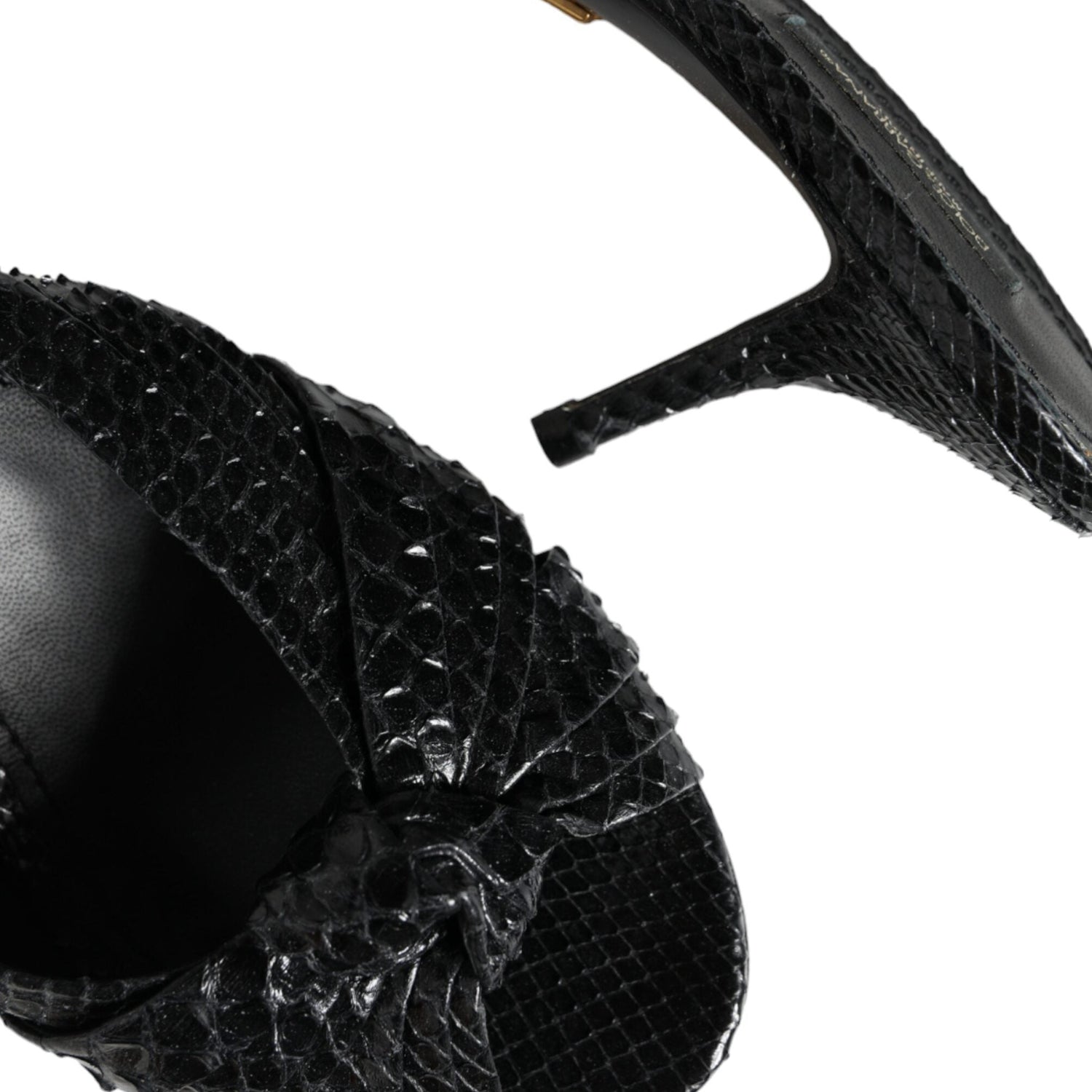 Dolce & Gabbana Black Leather Heels Slides Sandals Shoes