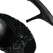 Dolce & Gabbana Black Leather Heels Slides Sandals Shoes