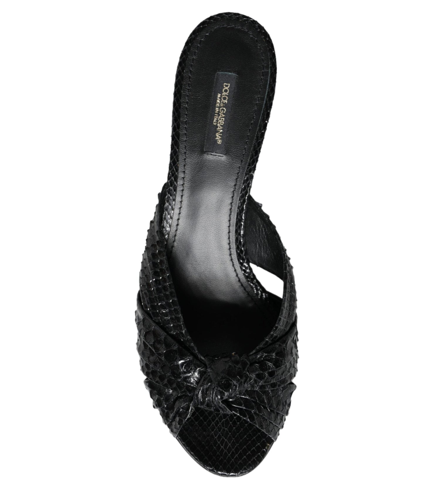 Dolce & Gabbana Black Leather Heels Slides Sandals Shoes