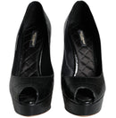 Dolce & Gabbana Black Leather Platform Heels Pumps Shoes