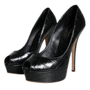 Dolce & Gabbana Black Leather Platform Heels Pumps Shoes