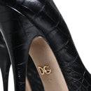 Dolce & Gabbana Black Leather Platform Heels Pumps Shoes