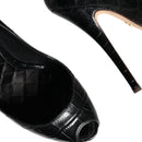 Dolce & Gabbana Black Leather Platform Heels Pumps Shoes