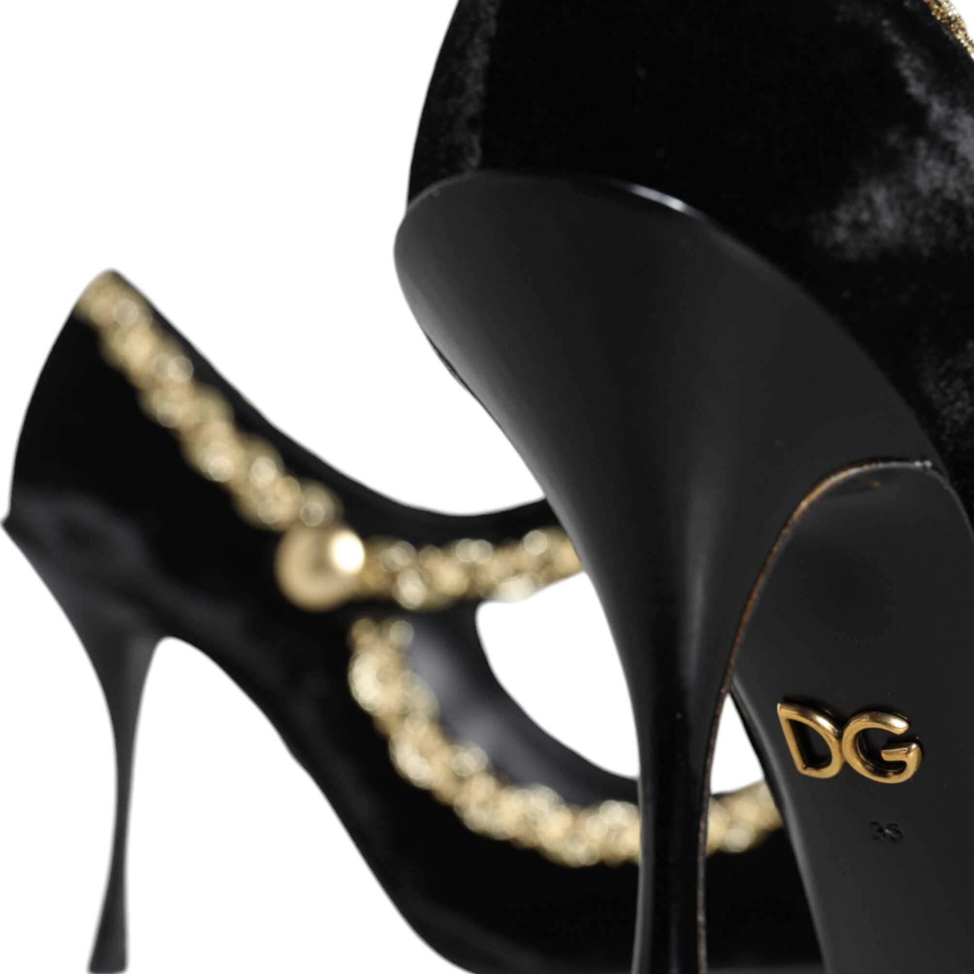 Dolce & Gabbana Black Mary Janes Velvet Pumps