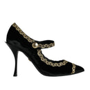 Dolce & Gabbana Black Mary Janes Velvet Pumps