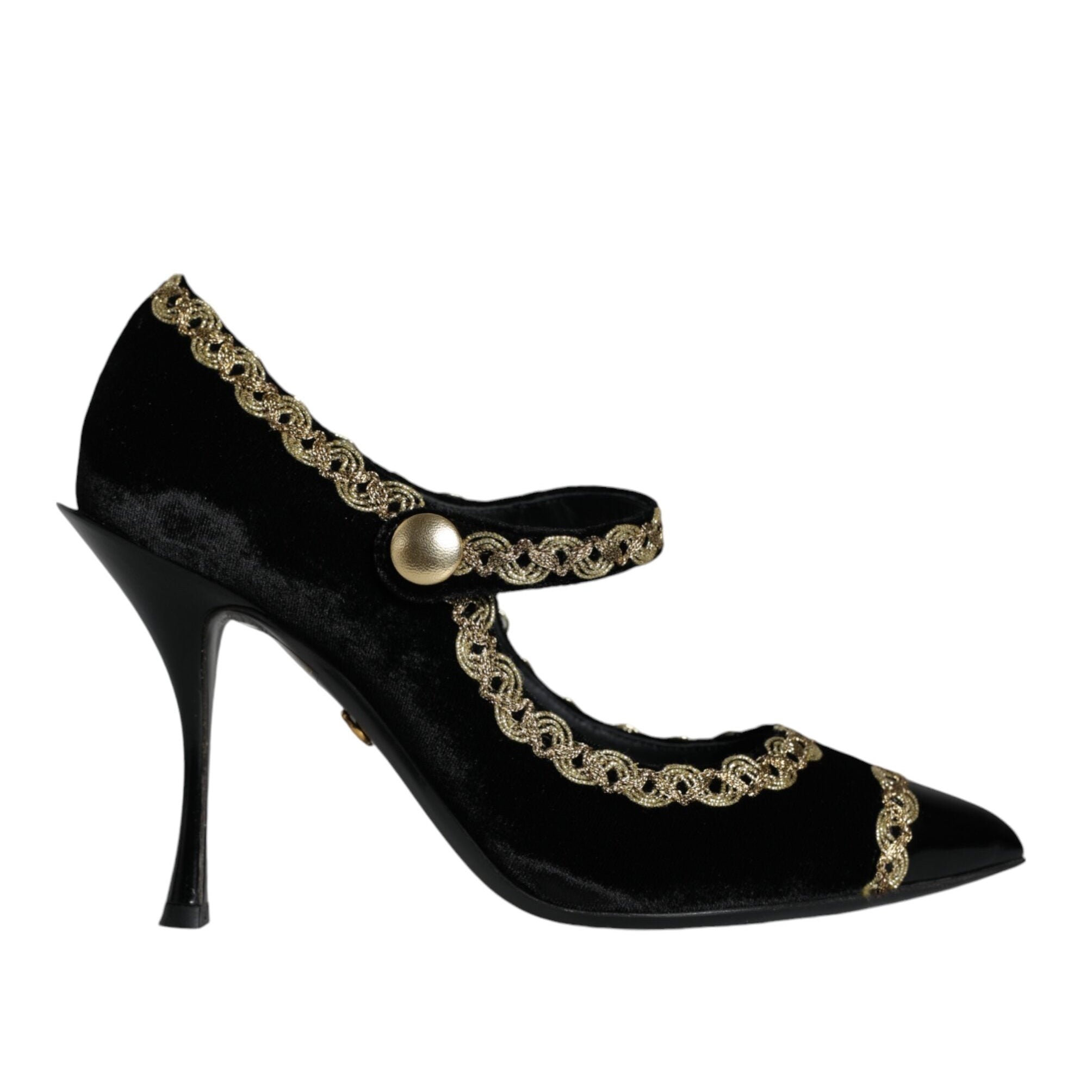 Dolce & Gabbana Black Mary Janes Velvet Pumps