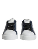 Dolce & Gabbana White Blue Leather Crown Milano Sneakers Shoes