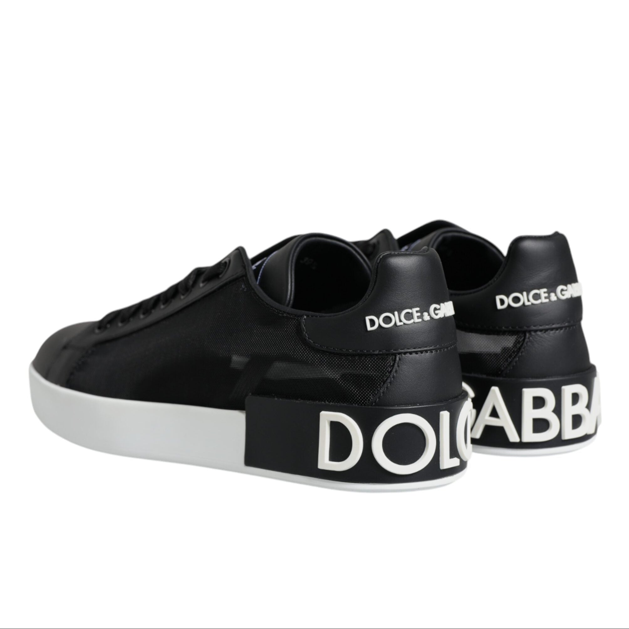 Dolce & Gabbana Black Leather Portofino Sneakers