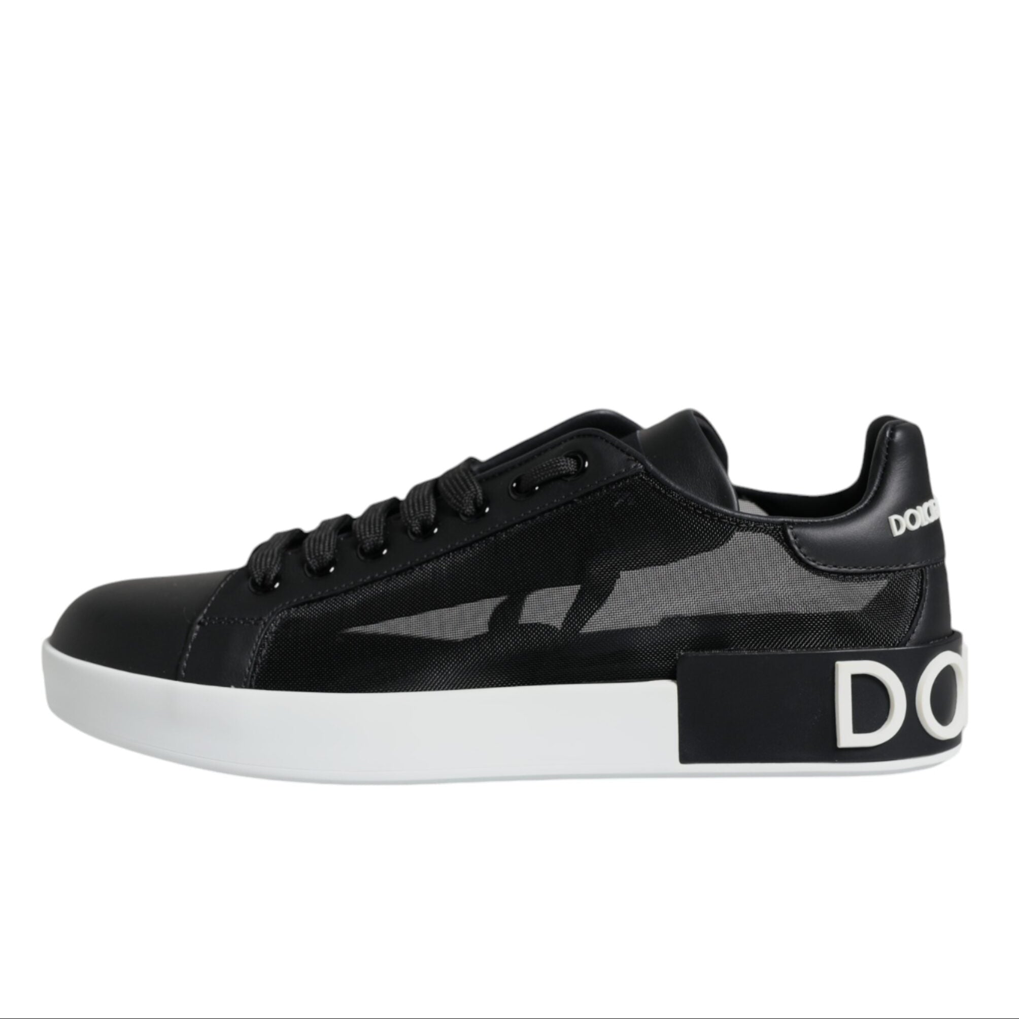 Dolce & Gabbana Black Leather Portofino Sneakers