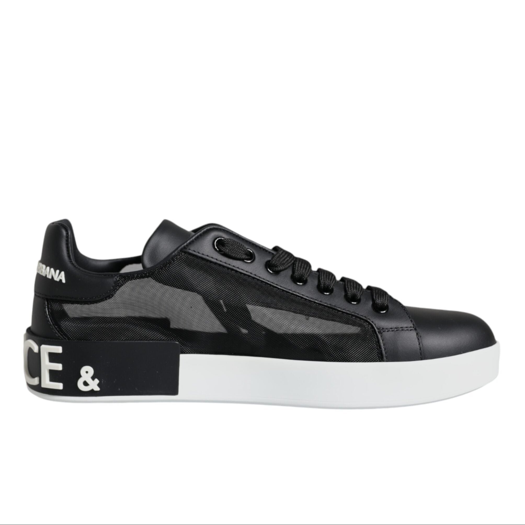 Dolce & Gabbana Black Leather Portofino Sneakers