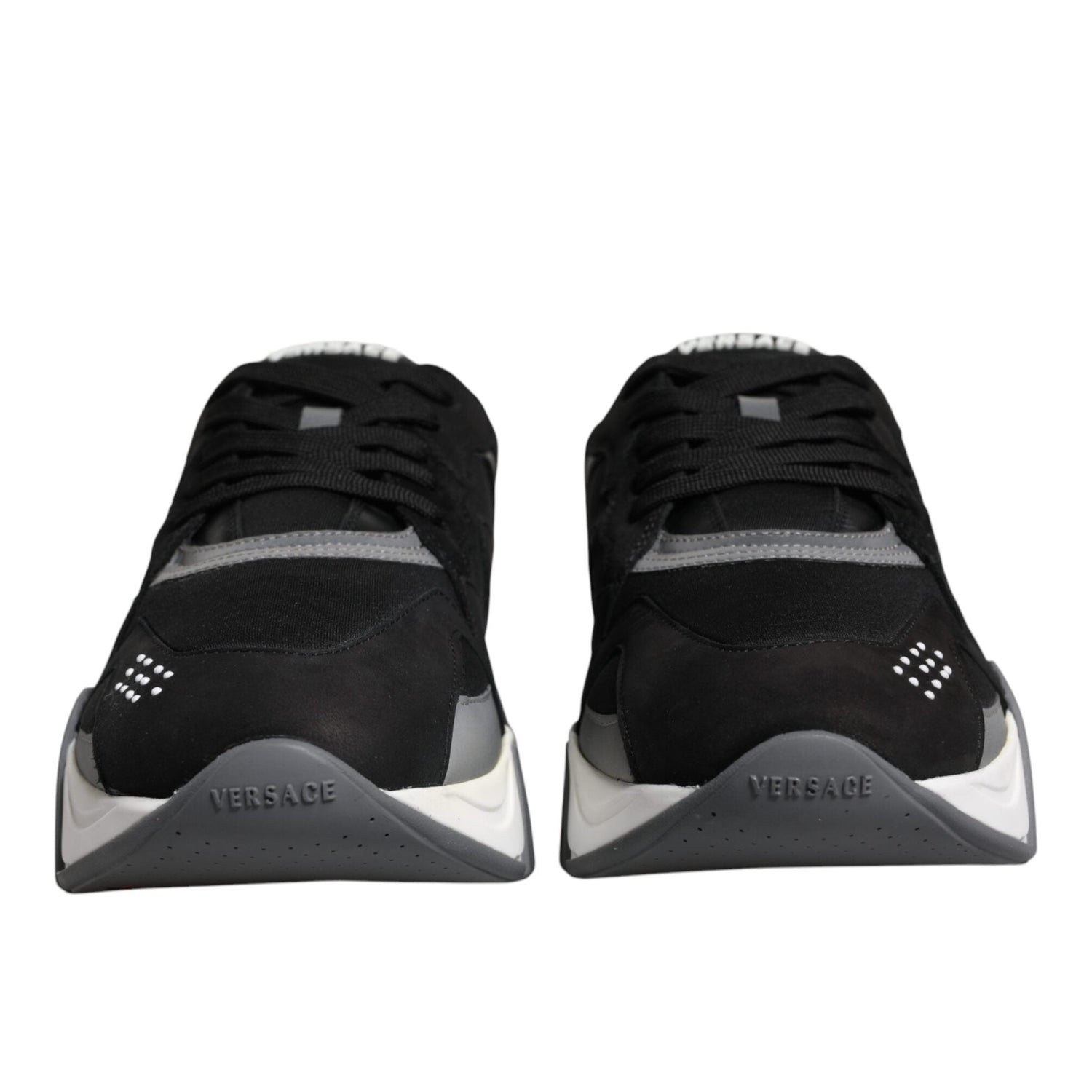 Versace Black Leather Chunky Low Top Sneakers