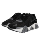 Versace Black Leather Neoprene Chunky Low Top Sneakers