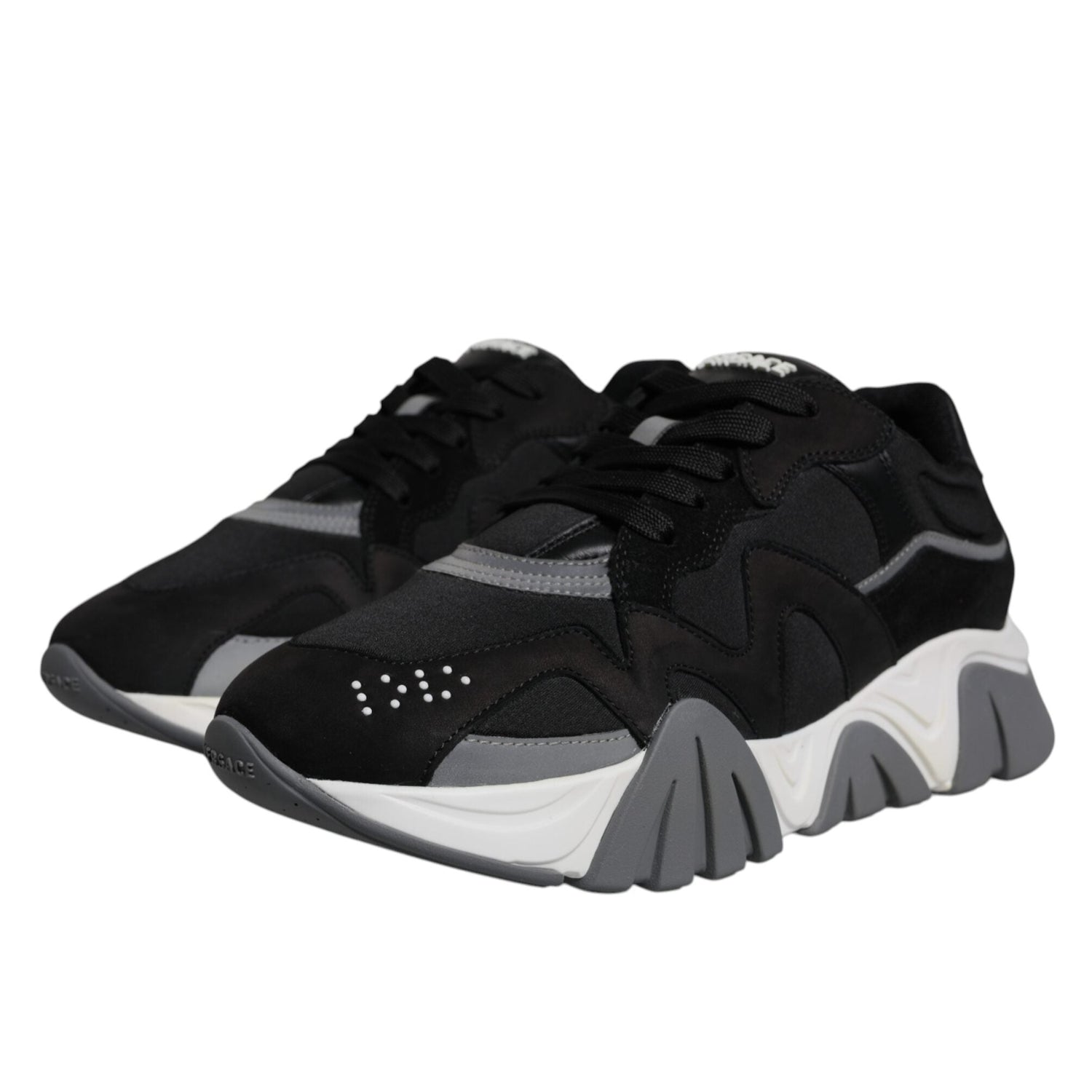 Versace Black Leather Chunky Low Top Sneakers