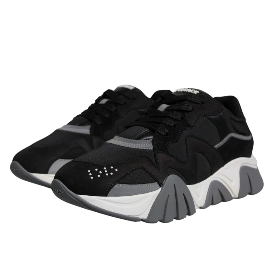 Versace Black Leather Chunky Low Top Sneakers