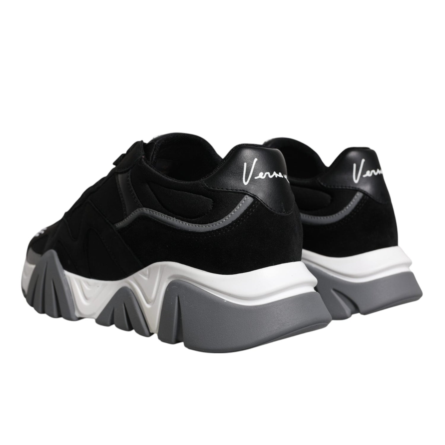 Versace Black Leather Chunky Low Top Sneakers