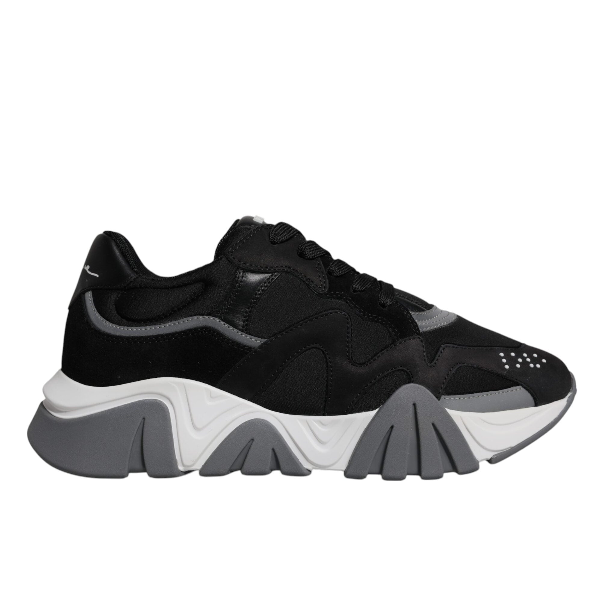 Versace Black Leather Neoprene Chunky Low Top Sneakers