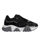 Versace Black Leather Neoprene Chunky Low Top Sneakers