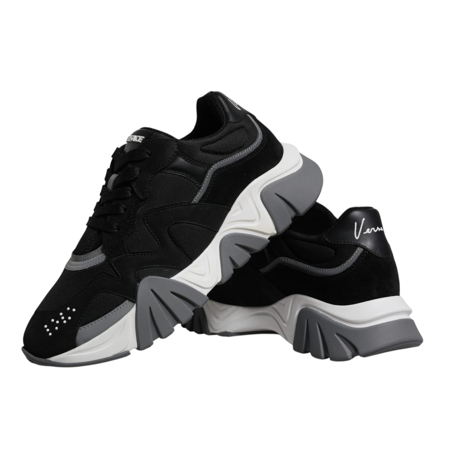 Versace Black Leather Chunky Low Top Sneakers