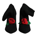 Dolce & Gabbana Black Stiletto Booties with Rose Detail