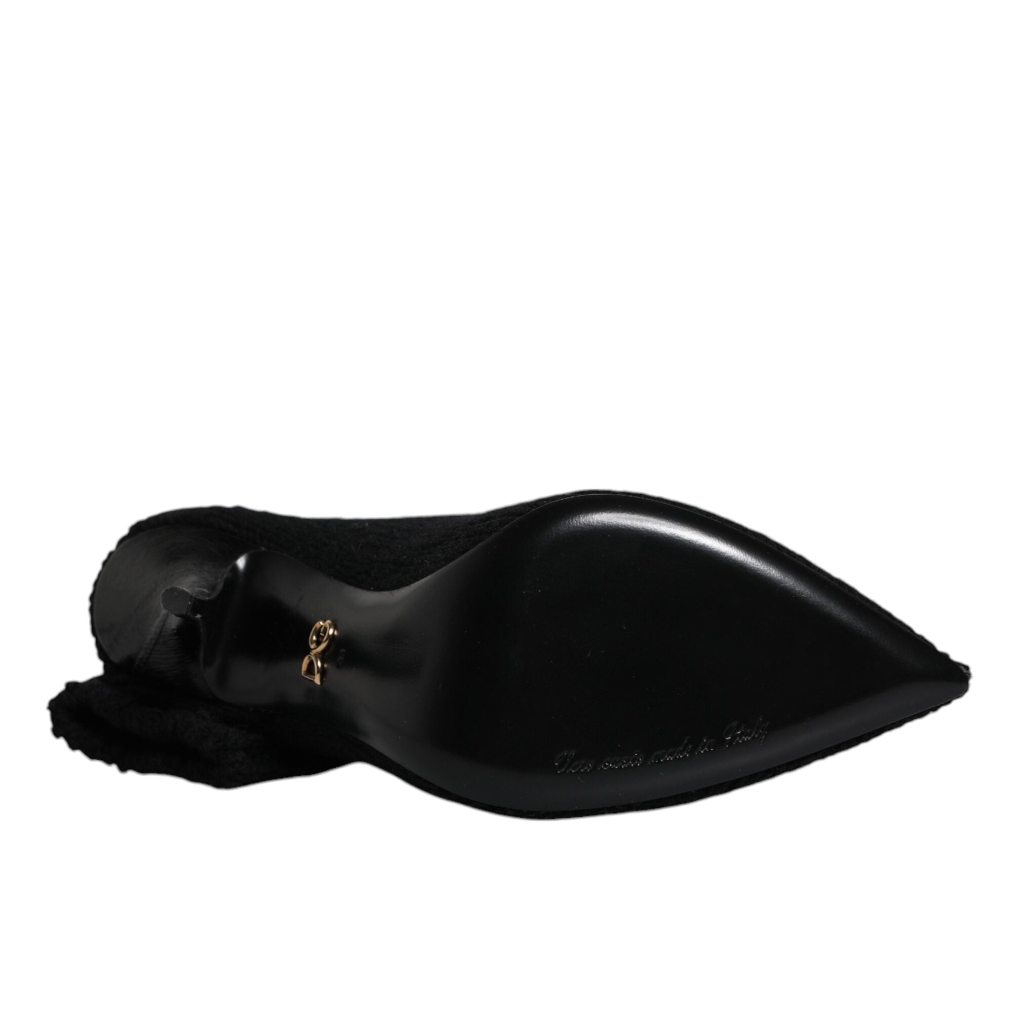 Dolce & Gabbana Black Stiletto Booties with Rose Detail