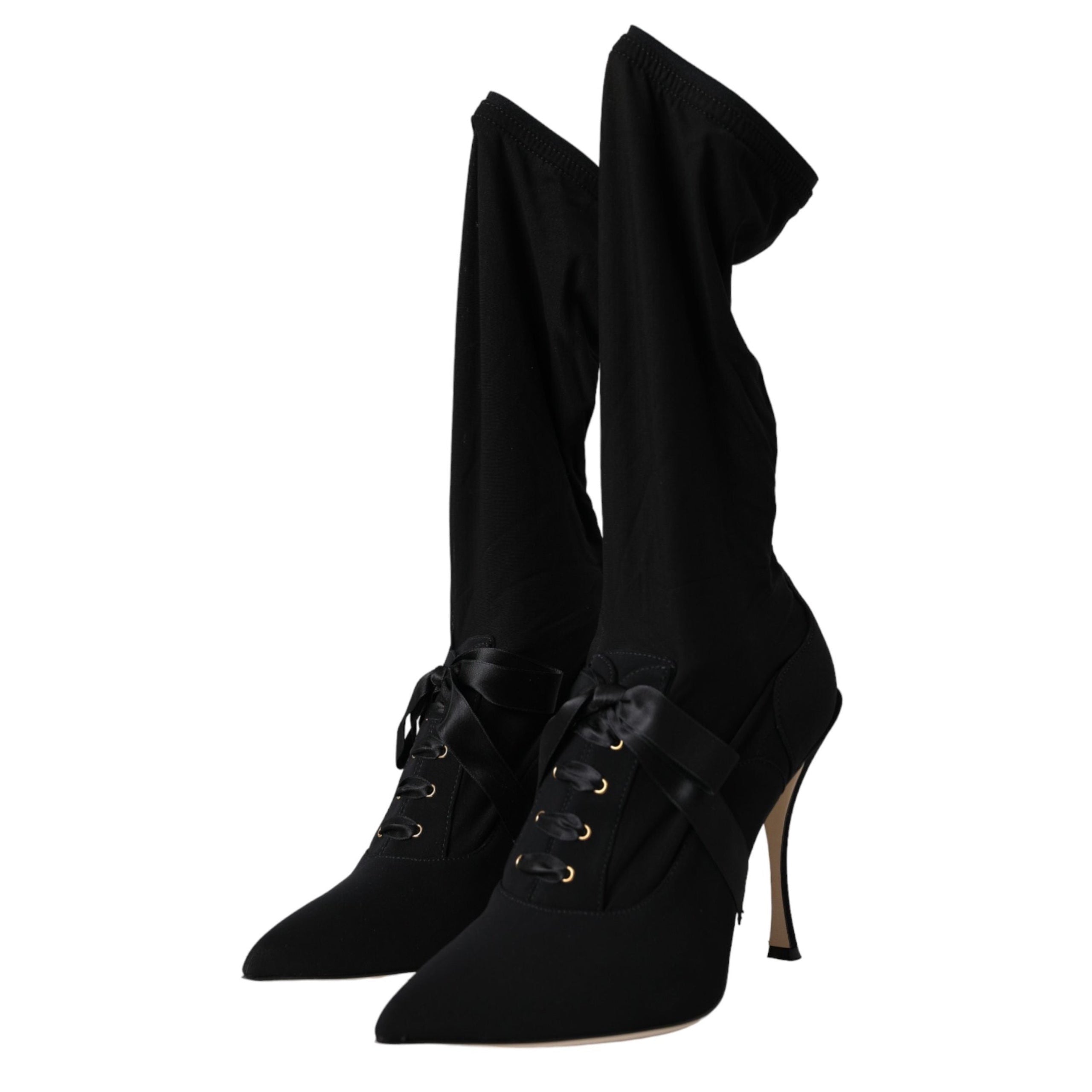 Dolce & Gabbana Black Stiletto Mid Calf Boots