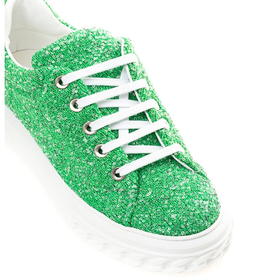 Casadei Emerald Elegance Leather Sneakers