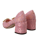 Dolce & Gabbana Pink Taormina Lace Crystal Pumps