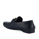 Versace Elegant Navy Blue Calf Leather Loafers
