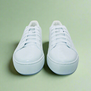 Michaela V Amare white leather women's sneakers - pair flat lay