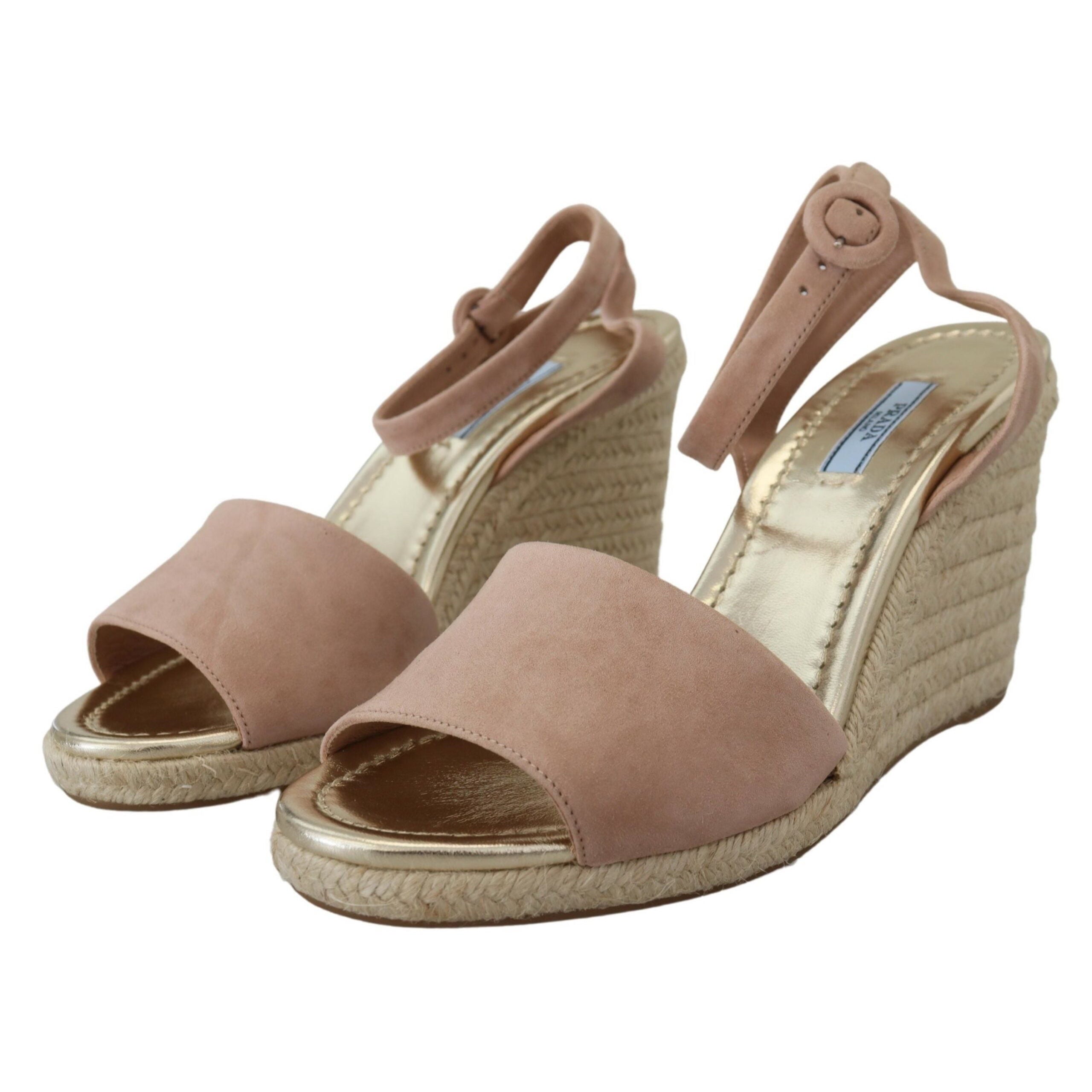 Prada Beige Suede Strap Wedges