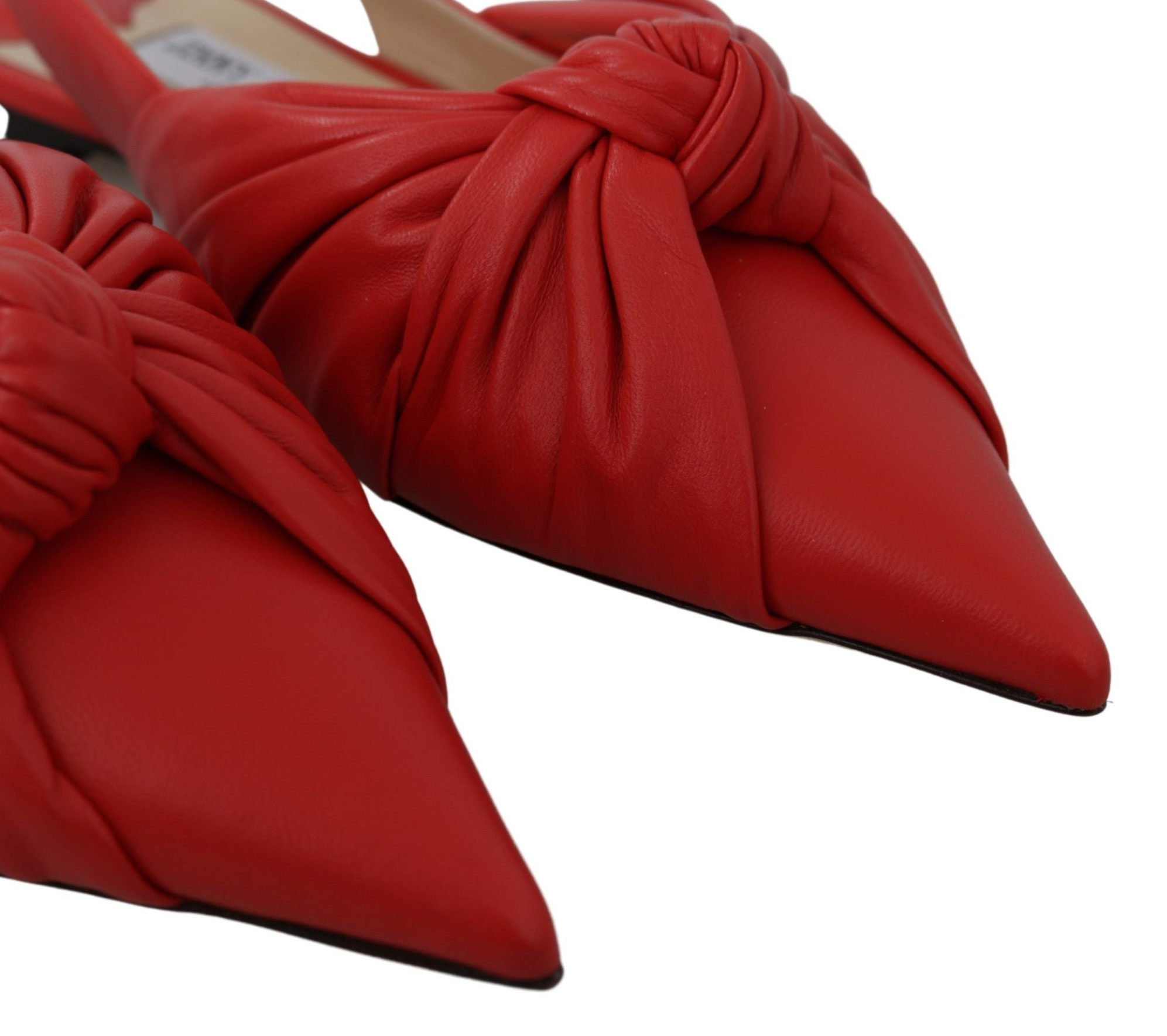 Jimmy Choo Chic Red Pointed Toe Leather Flats